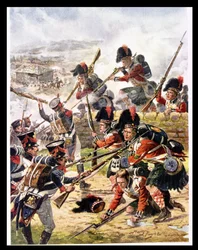 Atak Black Watch, ilustracja z „Chwalebnych bitew historii Anglii” autorstwa majora C.H. Wylly